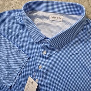 Collars and Co Dress Collar Shirt Mens 3XL Blue Gingham Preppy Golf Academia New